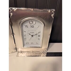 Things Remembered Danbury Silver Double Folding Picture Frame Desk Clock Wedding